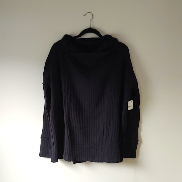 NWT! Free People Juicy Long-Sleeve Top Oversized Cowlneck Split Back MEDIUM - Picture 6 of 10